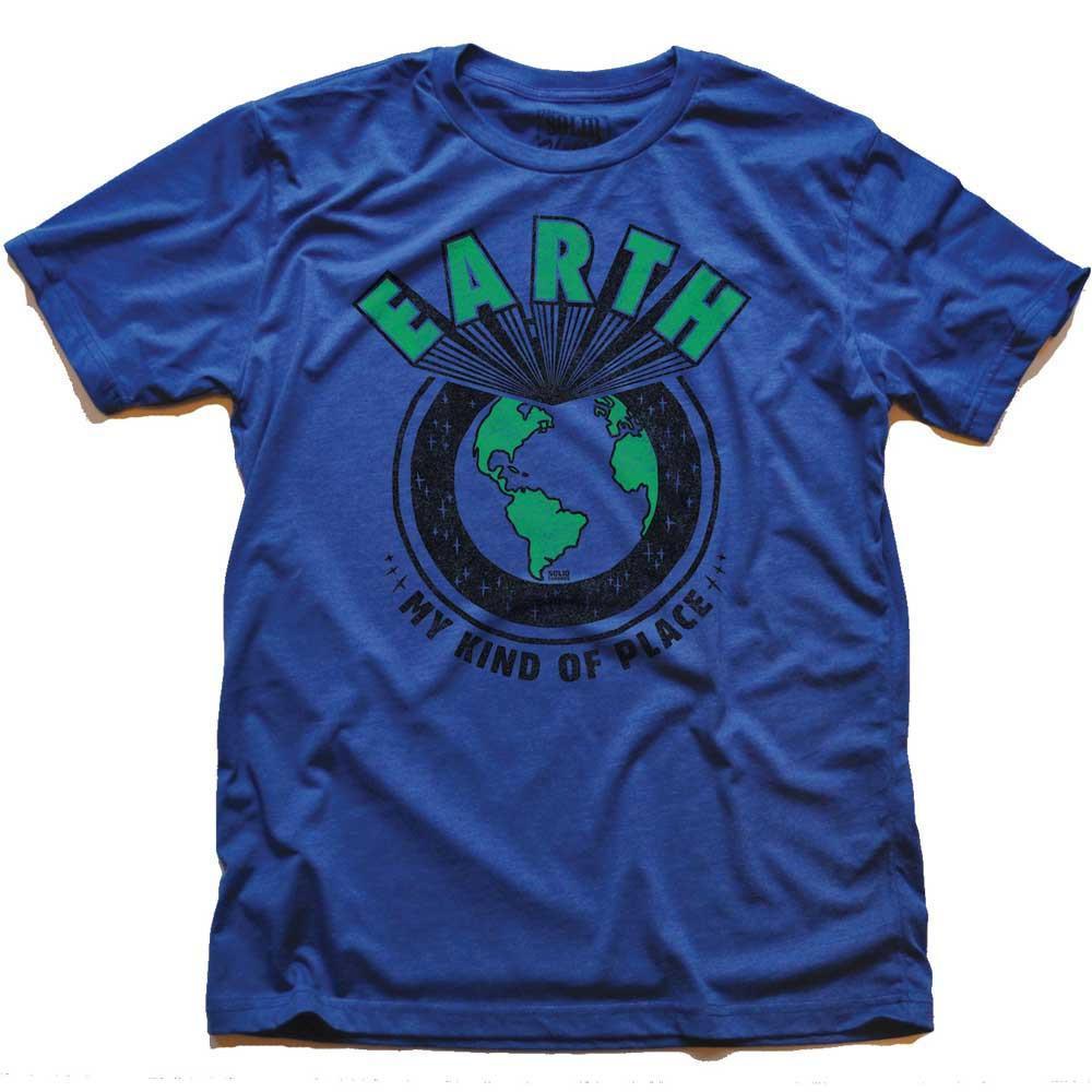 Men&#39;s Earth My Kind Of Place Funny Graphic T-Shirt | Vintage Travel Tee | Solid Threads