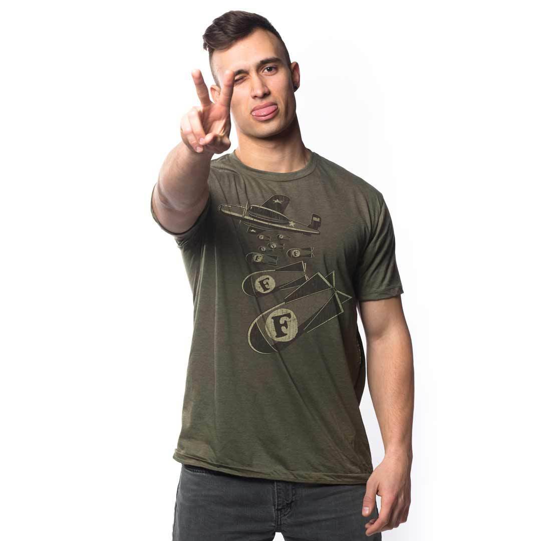 Men's F-Bombs Funny Double Entendre Graphic Tee | Swearing Triblend T-shirt on Model | SOLID THREADS