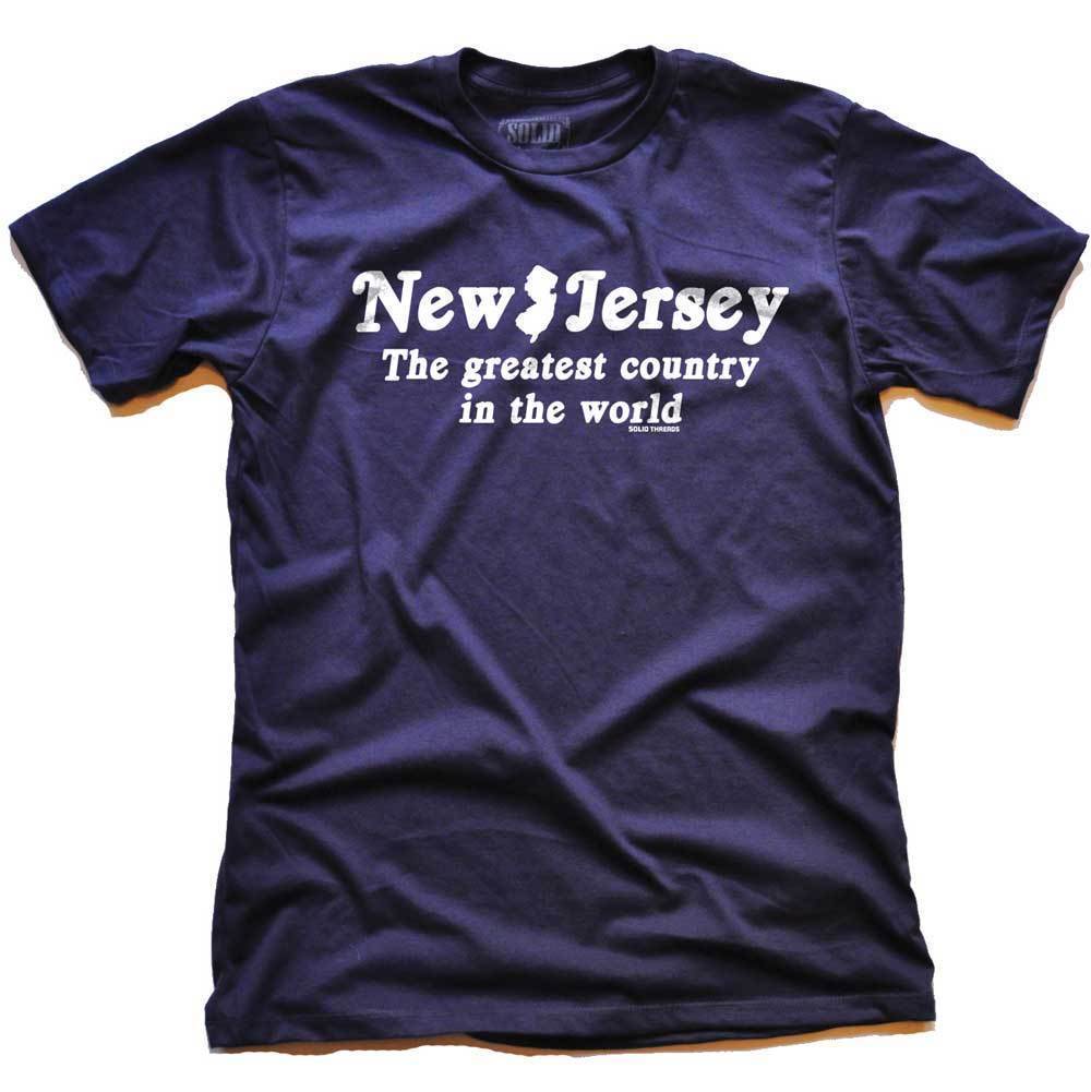 Men's NJ Greatest Country in World Navy Graphic T-Shirt | Funny Garden State Tee | Solid Threads