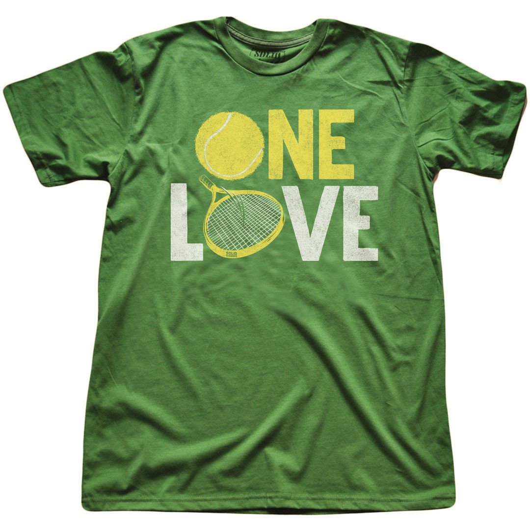 Men's One Love Cool Graphic T-Shirt | Vintage Tennis Racket Soft Tee | Solid Threads