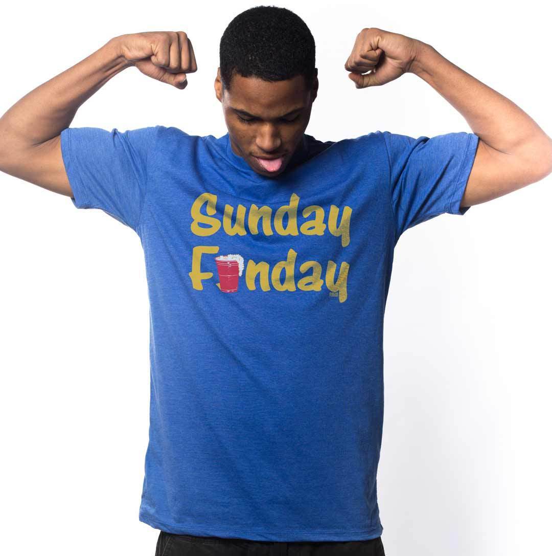 Solid Threads Women's Sunday Funday Retro Graphic Tee | Funny Beer Drinking T-Shirt Royal / Small