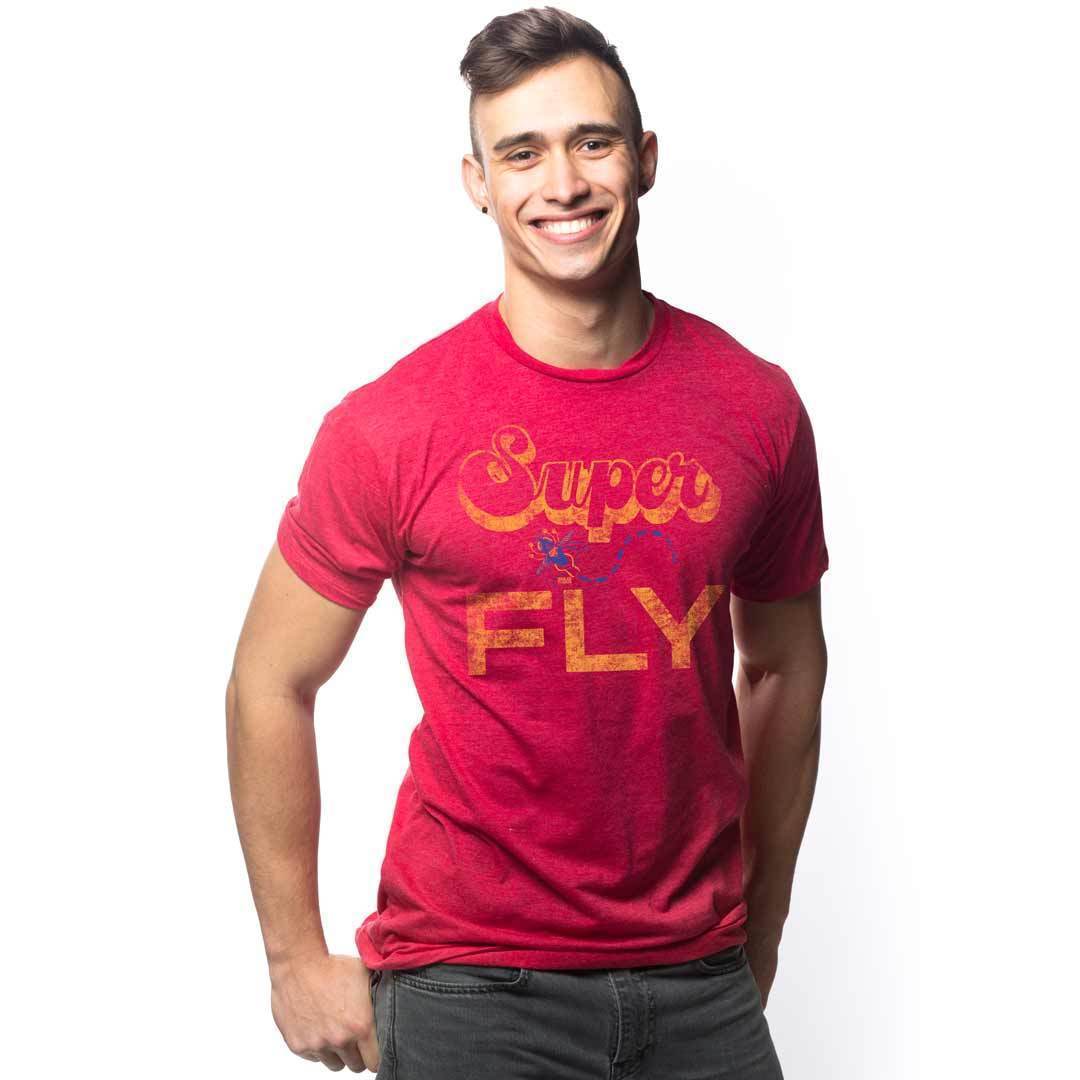 Men's Superfly Vintage Graphic T-Shirt | Funny Curtis Mayfield Tee On Model | Solid Threads