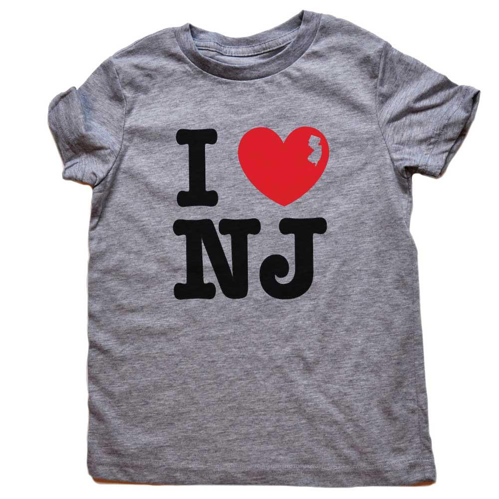 Kid's I Heart NJ Cute Jersey Pride Graphic Tee | Retro Garden State Soft T-shirt | Solid Threads