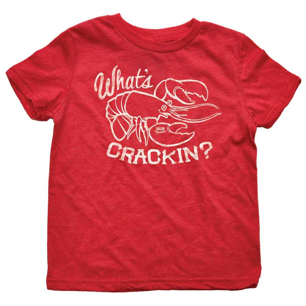 Kid&#39;s What&#39;s Crackin Funny Graphic Tee | Retro Summer Lobster Feast Youth T-shirt | SOLID THREADS