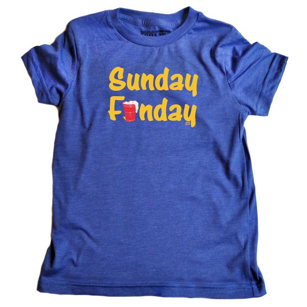 Kid's Sunday Funday Retro Solo Cup Graphic Tee | Funny Weekend Party Navy T-Shirt | Solid Threads