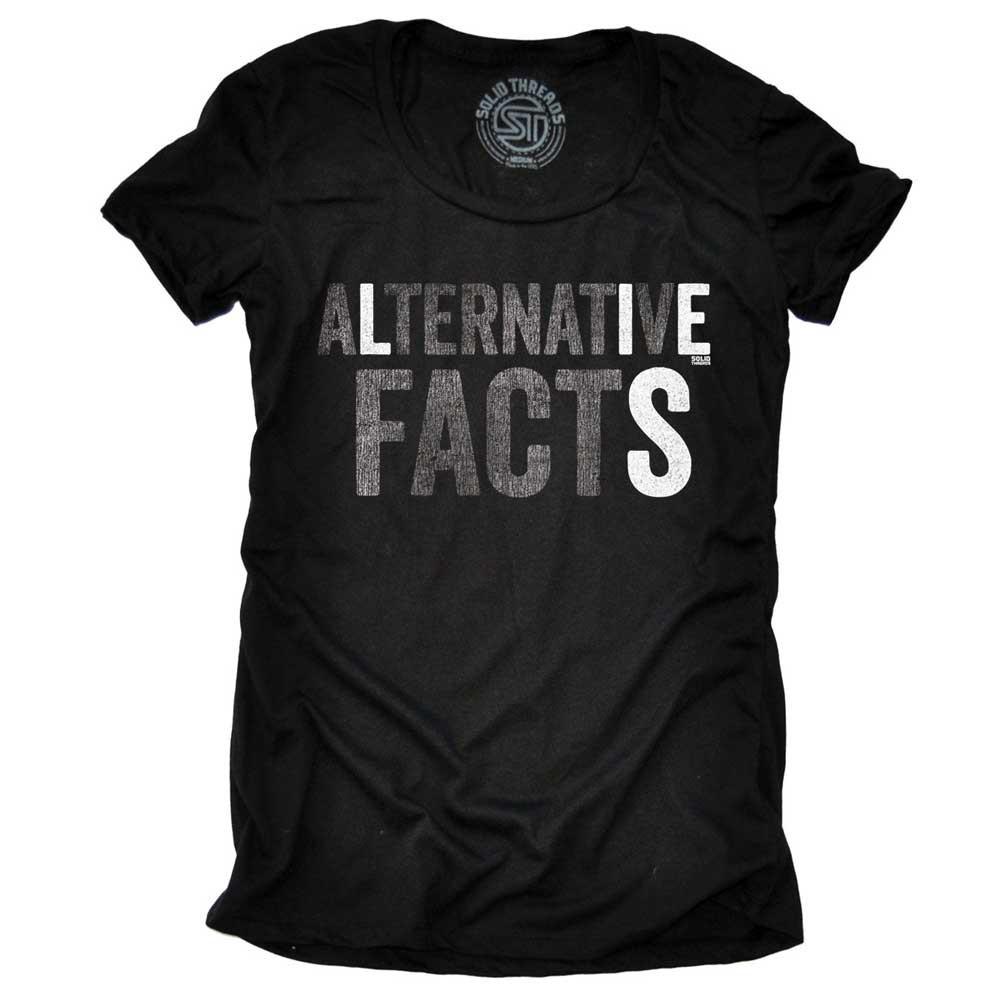 Women's Alternative Facts Vintage Politics Graphic T-Shirt | Funny Anti Trump Tee | Solid Threads