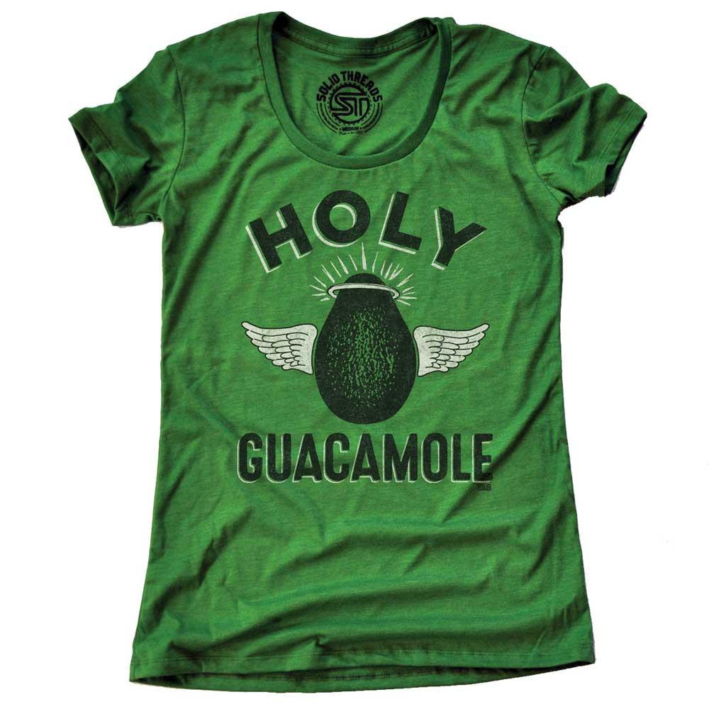 Women&#39;s Holy Guacamole Vintage Mexican Food Graphic Tee | Funny Avocado Soft T-shirt | SOLID THREADS