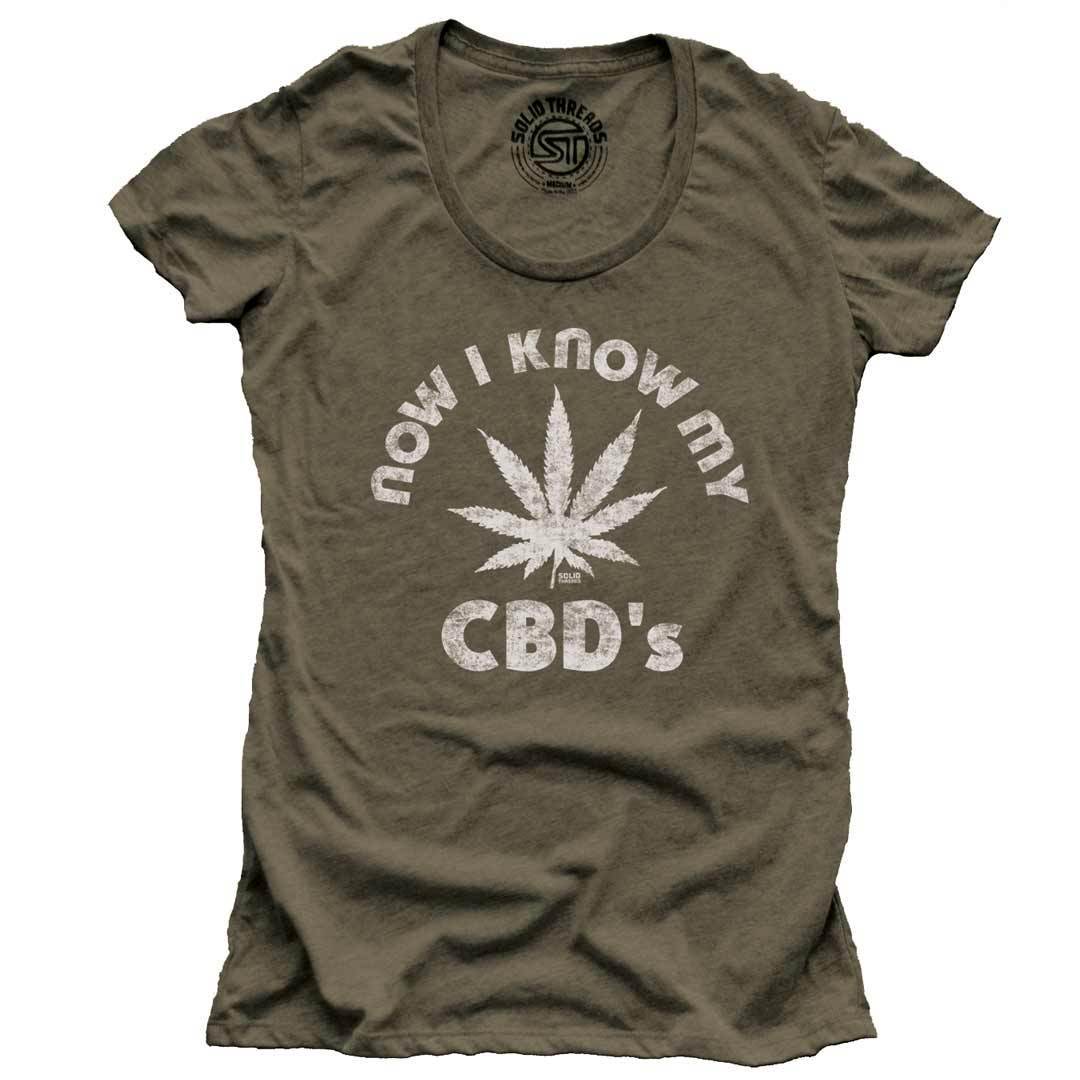 Women&#39;s Now I Know My CBD&#39;s Vintage Cannabis Graphic Tee | Retro Marijuana T-shirt | SOLID THREADS