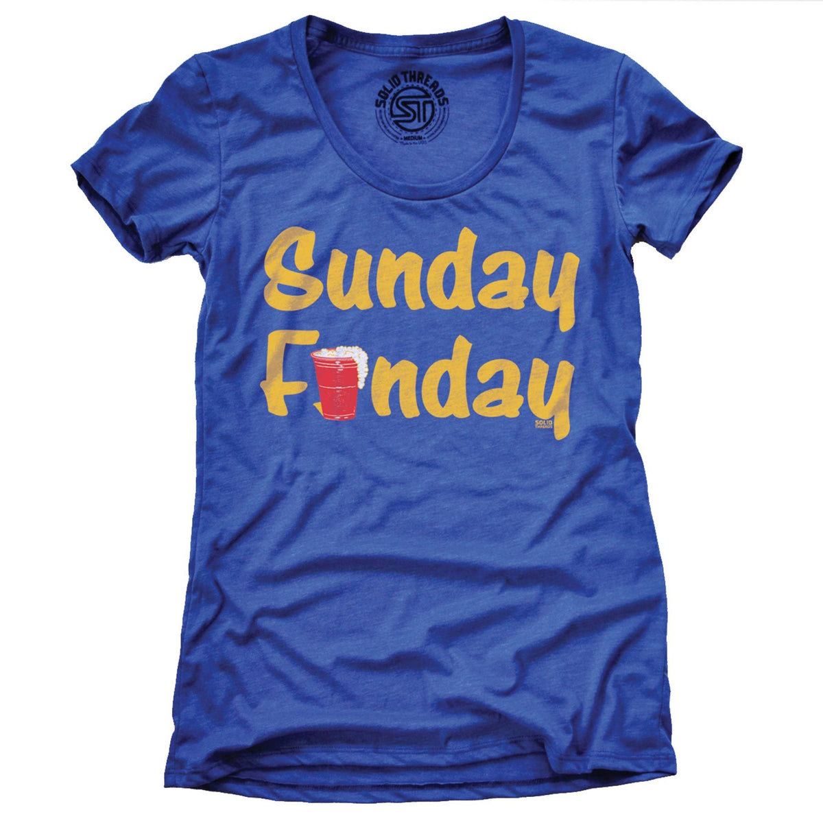 Women&#39;s Sunday Funday Vintage Solo Cup Graphic Tee | Funny Beer Drinking T-shirt | Solid Threads