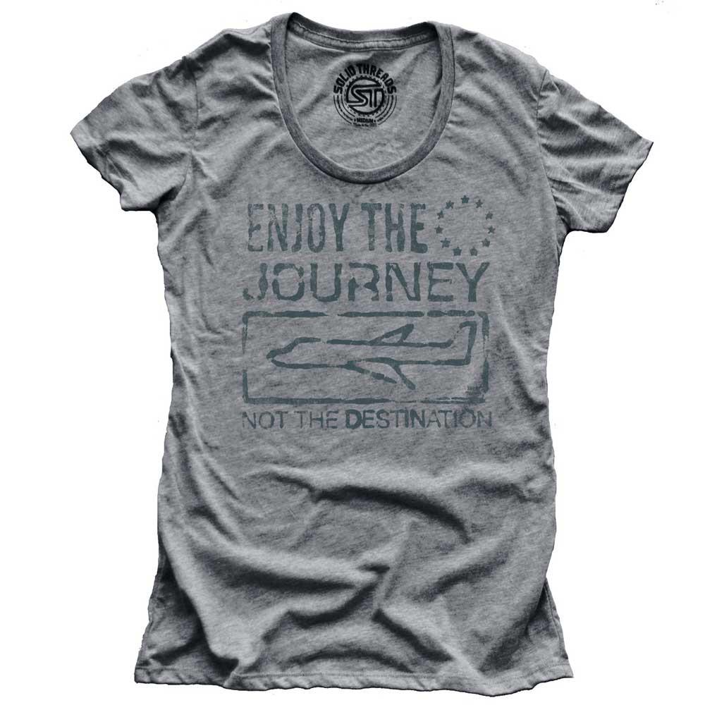 Women's Enjoy The Journey Not Destination Cool Graphic T-Shirt | Vintage Travel Tee | Solid Threads