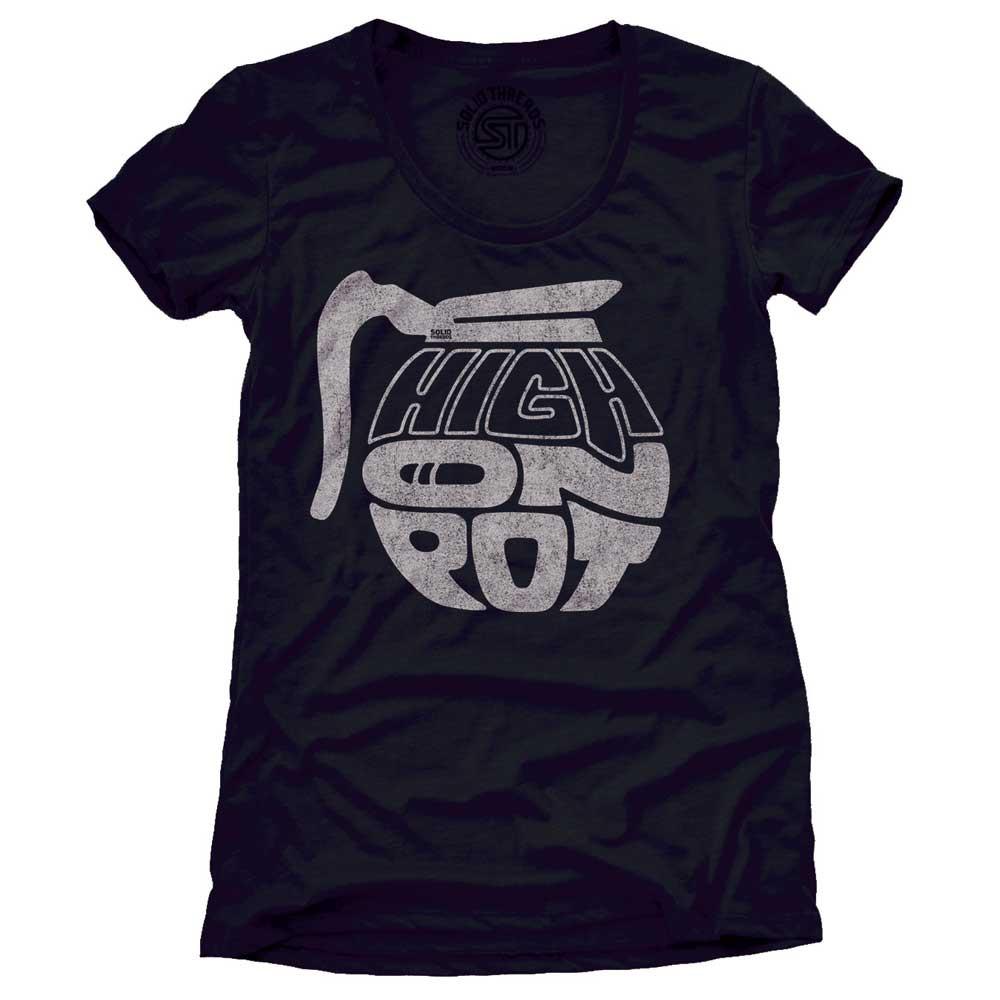 Women's High On Pot Vintage 420 Graphic T-Shirt | Funny Caffeine & Sativa Tee | Solid Threads