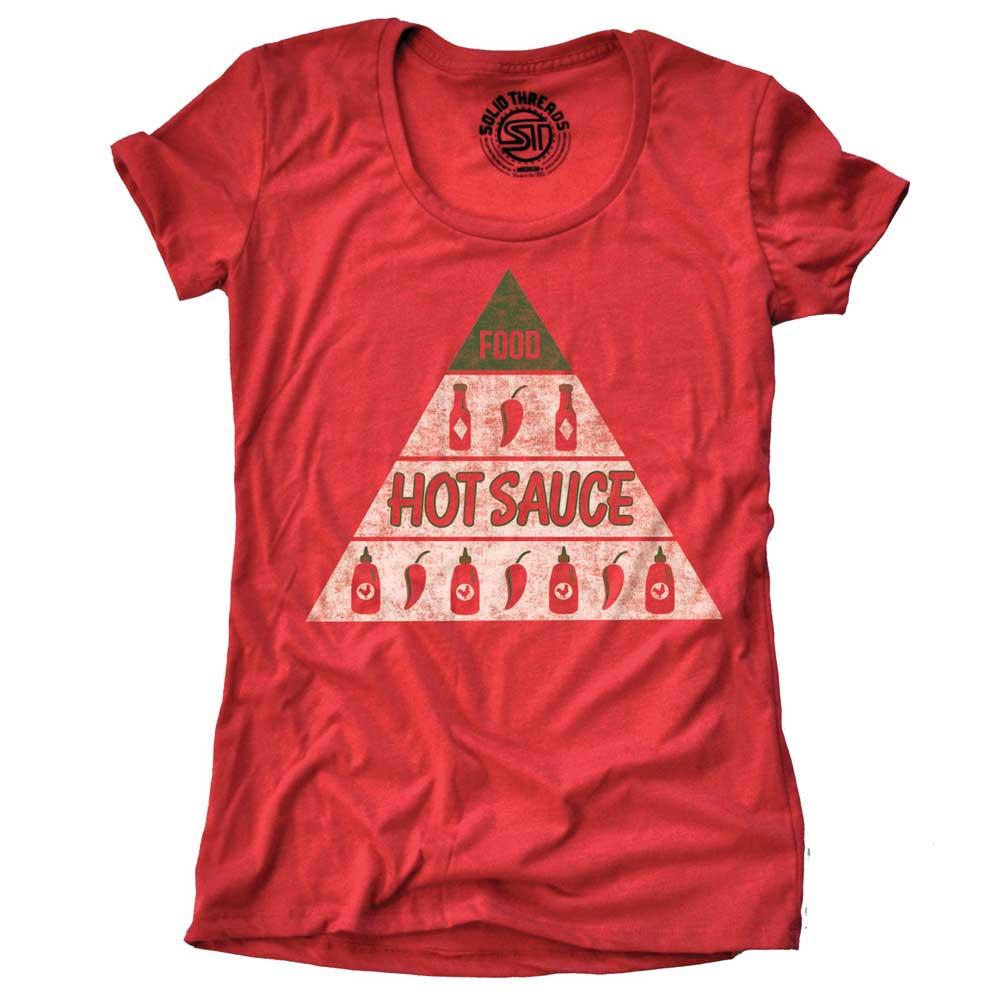 Women's Hot Sauce Vintage Foodie Graphic T-Shirt | Cool Sriracha Lover Tee | Solid Threads