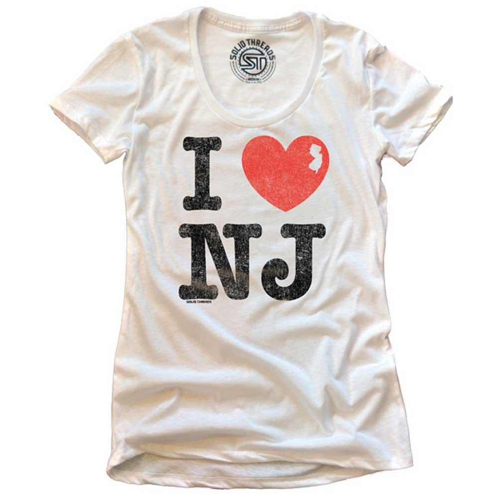 Women&#39;s I Heart NJ Vintage Jersey Graphic Tee | Retro Garden State Soft T-shirt | SOLID THREADS
