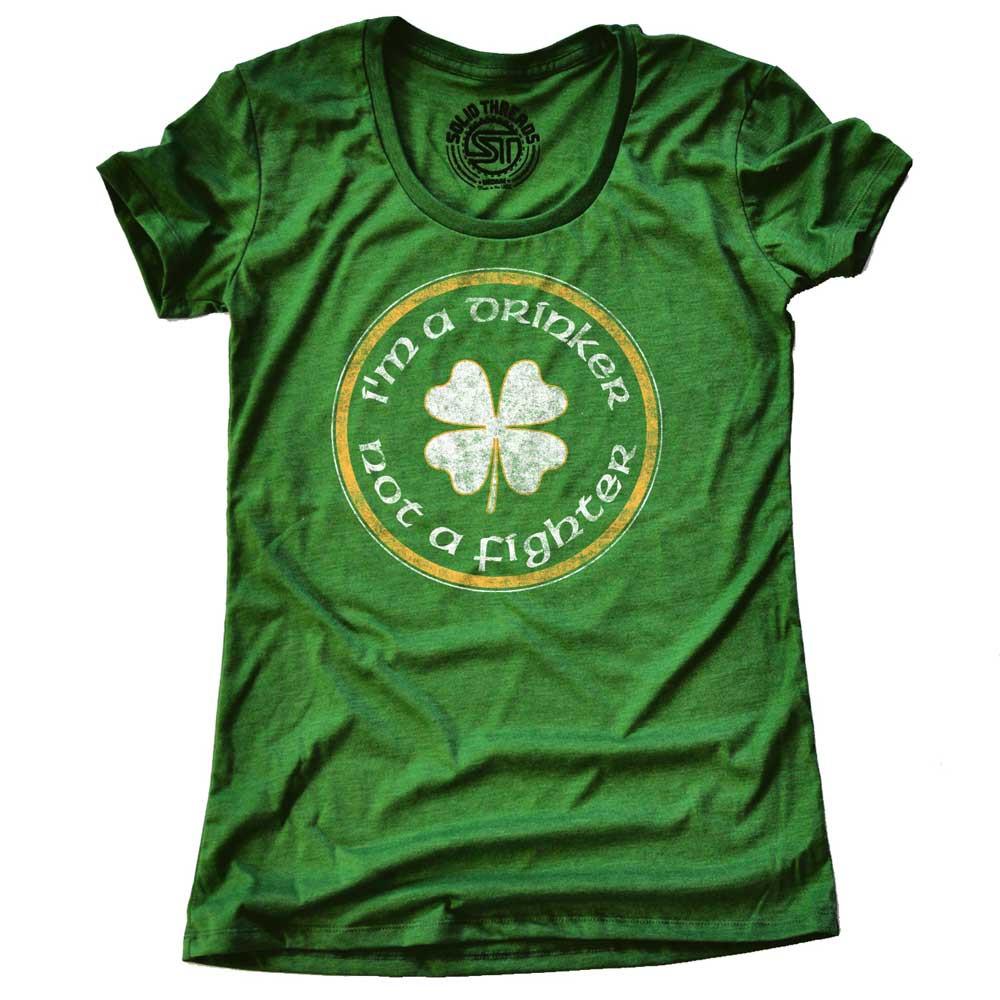 Vintage Drinker Not a Fighter Funny St. Paddy's Drinking Graphic Tee -  Solid Threads