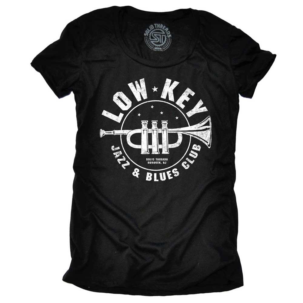 Women&#39;s Low Key Jazz And Blues Club Cool Graphic T-Shirt | Vintage Music Tee | Solid Threads