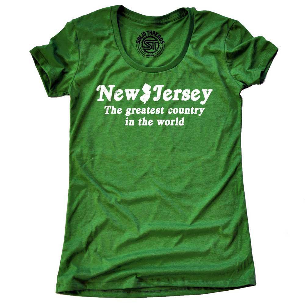 Women&#39;s New Jersey The Greatest Country In The World Vintage Graphic Tee | Funny NJ Soft T-shirt