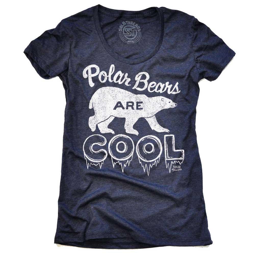 Women&#39;s Polar Bears Are Cool Vintage Graphic T-Shirt | Funny Snow Animal Tee | Solid Threads