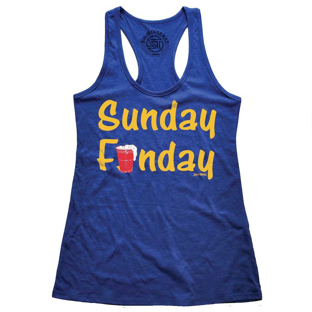 Solid Threads Sunday Funday Retro Drinking Beer Graphic Tee | Funny Weekend T-Shirt Royal / 3XL