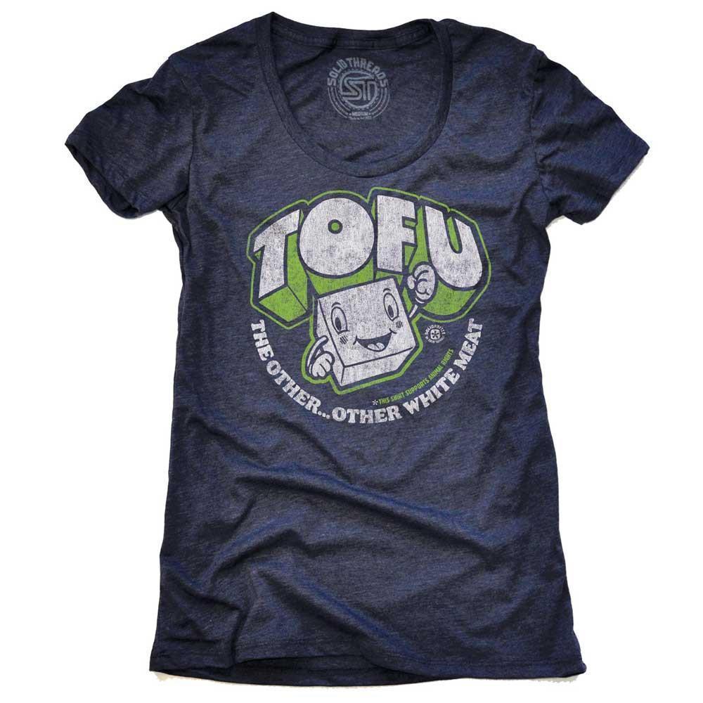 Women&#39;s Tofu The Other White Meat Vintage Food Graphic Tee | Funny Vegan T-shirt | SOLID THREADS