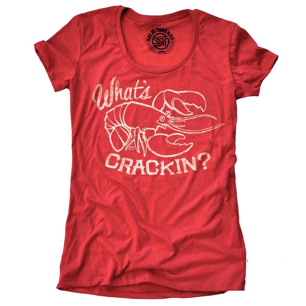 Women&#39;s What&#39;s Crackin Funny Graphic Tee | Vintage Summer Lobster Feast T-shirt | SOLID THREADS