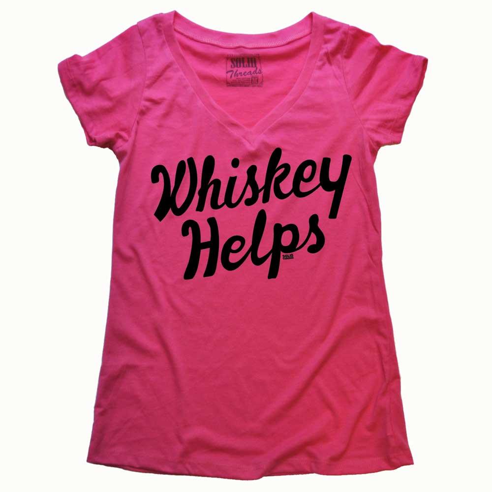 Women's Whiskey Helps Vintage V-neck T-shirt | SOLID THREADS
