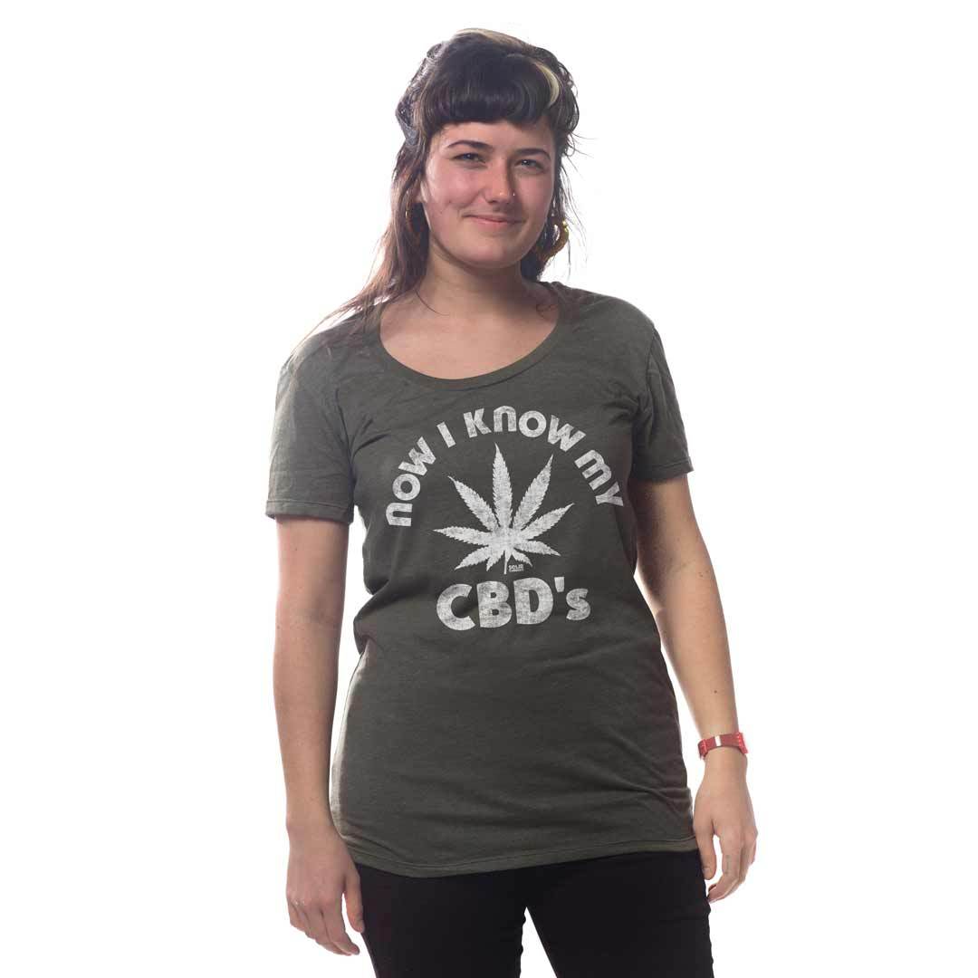 Women's Now I Know My CBD's Vintage Graphic Tee | Retro Marijuana T-shirt on Model | SOLID THREADS