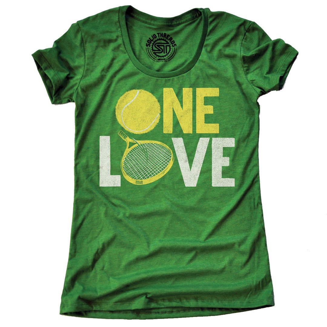 Women's One Love Cool Sports Graphic T-Shirt | Vintage Tennis Racket Triblend Tee | Solid Threads