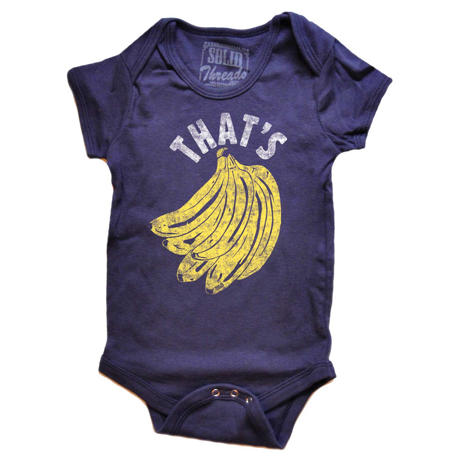 Baby That's Bananas Funny Vegan Graphic One Piece | Cute Fruit Soft Navy Romper | Solid Threads