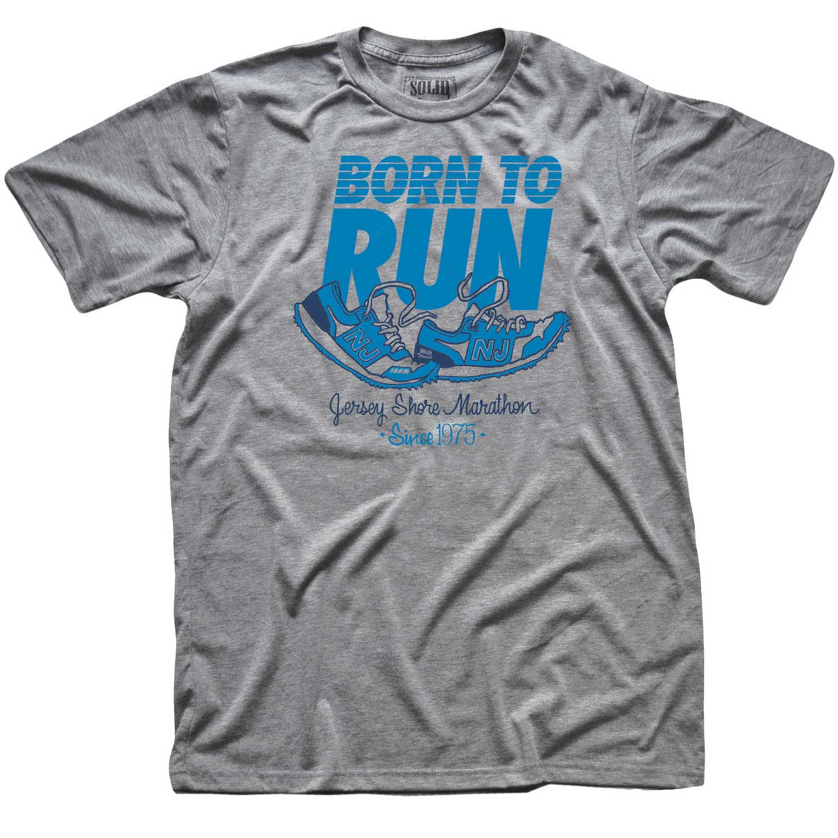 Men&#39;s Born To Run Cool Graphic T-Shirt | Vintage Jersey Marathon Triblend Tee | Solid Threads