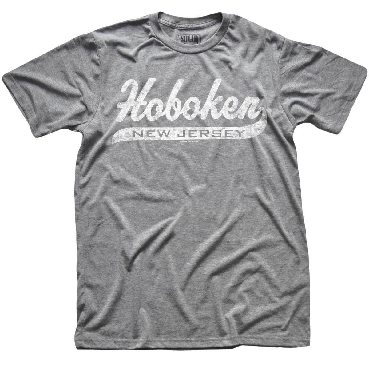 Men&#39;s Hoboken Script Cool Graphic T-Shirt | Vintage New Jersey Tee | Solid Threads