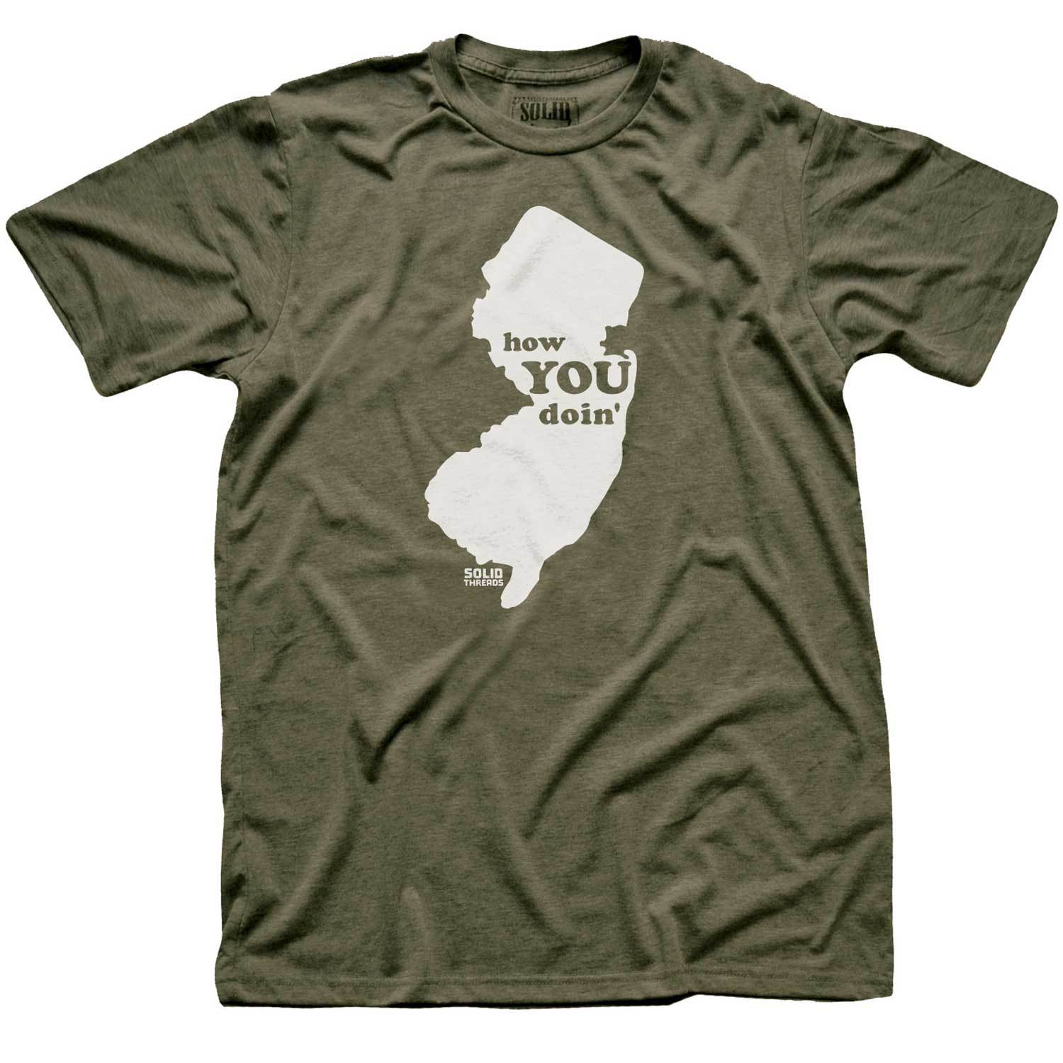 Men's How You Doin' Vintage T-Shirt | Funny New Jersey Graphic Soft Tee | Solid Threads