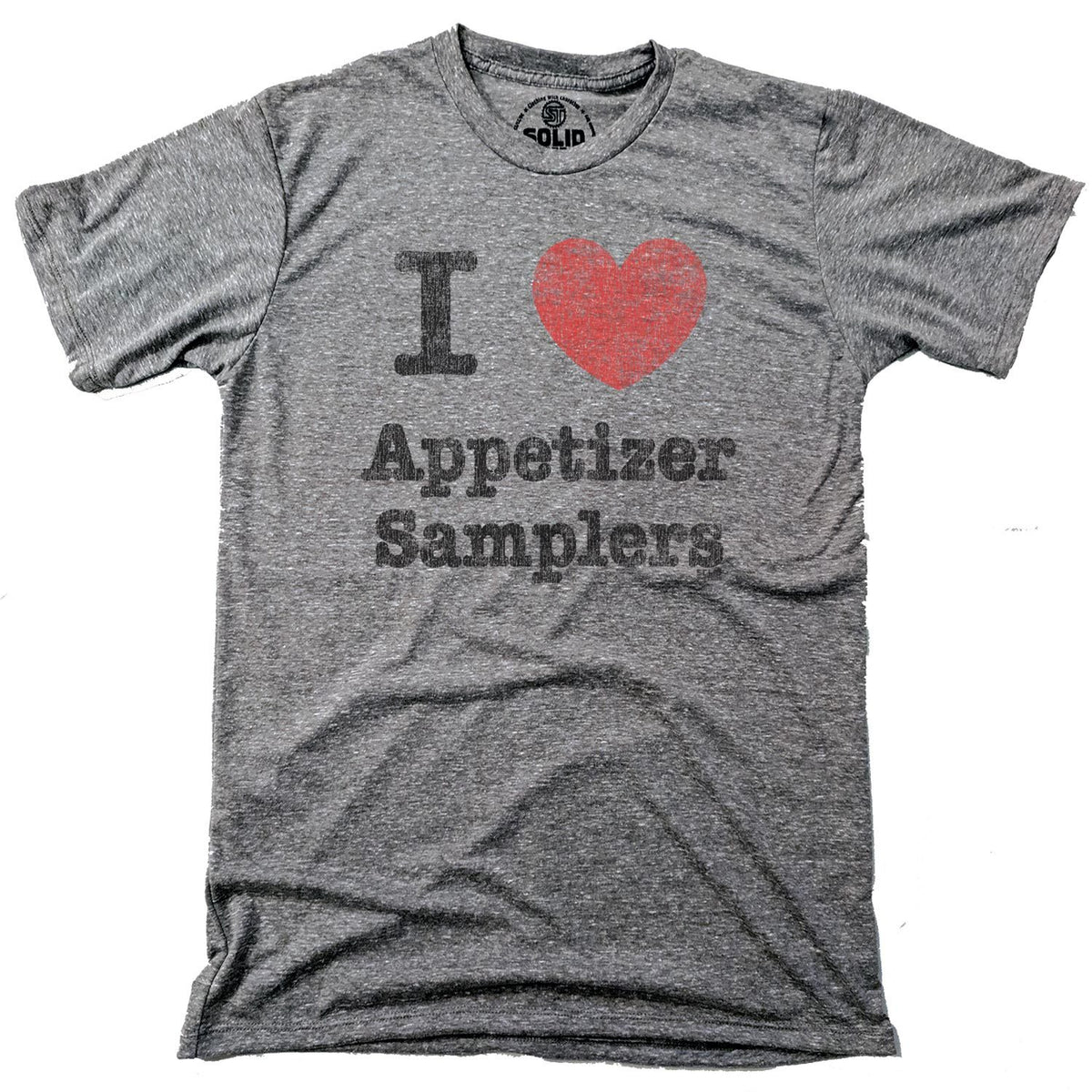 Men&#39;s I Heart Appetizer Samplers Vintage Graphic T-Shirt | Funny Foodie Tee | Solid Threads