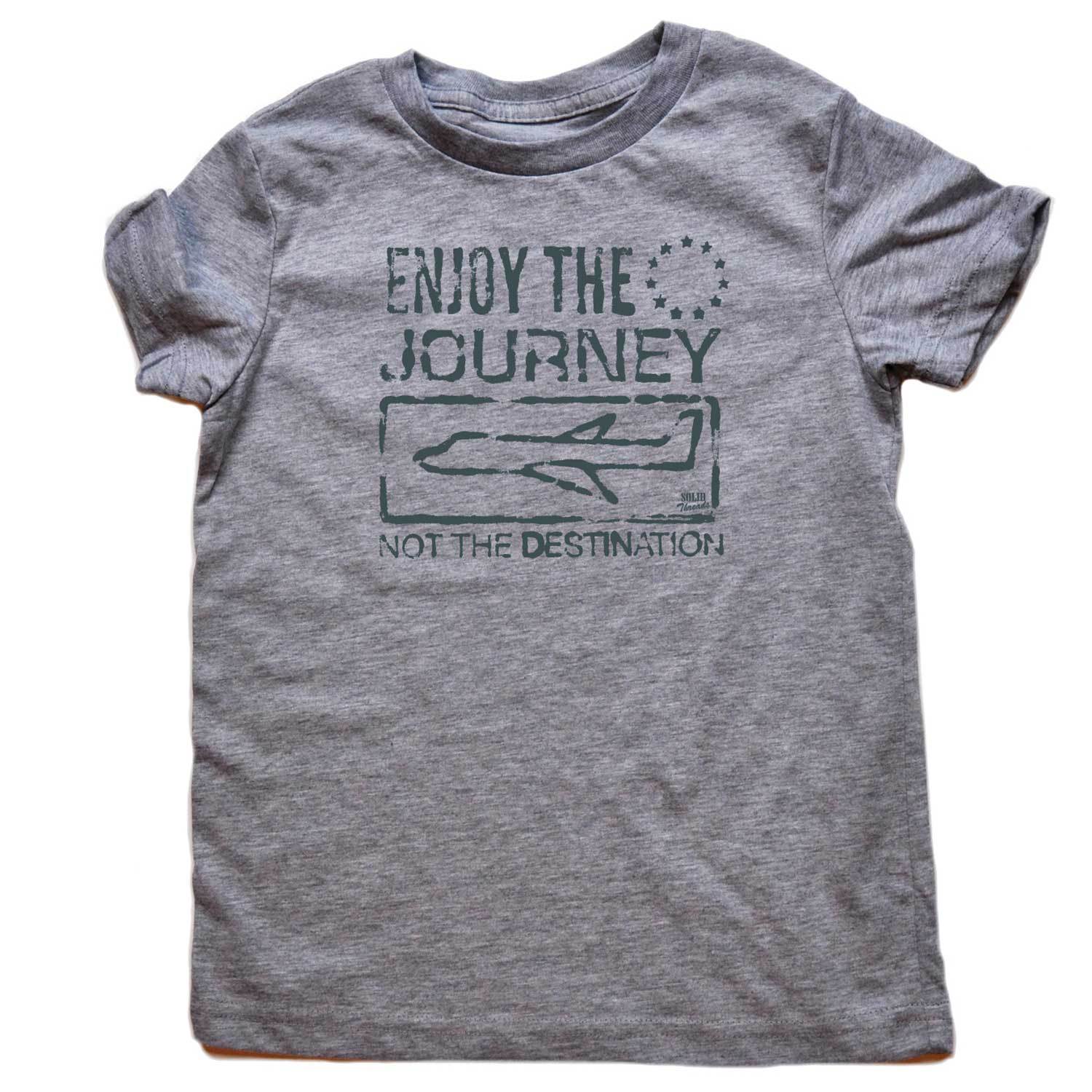 Kids Enjoy Journey Not Destination Cool Graphic T-Shirt | Retro Travel Soft Tee | Solid Threads