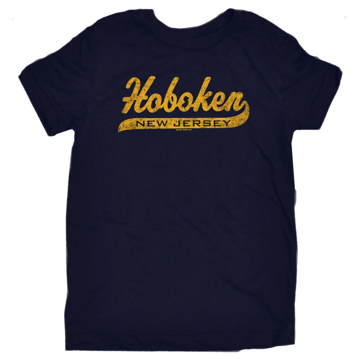 Cute Kids Hoboken Script Cool Graphic T-Shirt | Retro New Jersey Classic Tee | Solid Threads