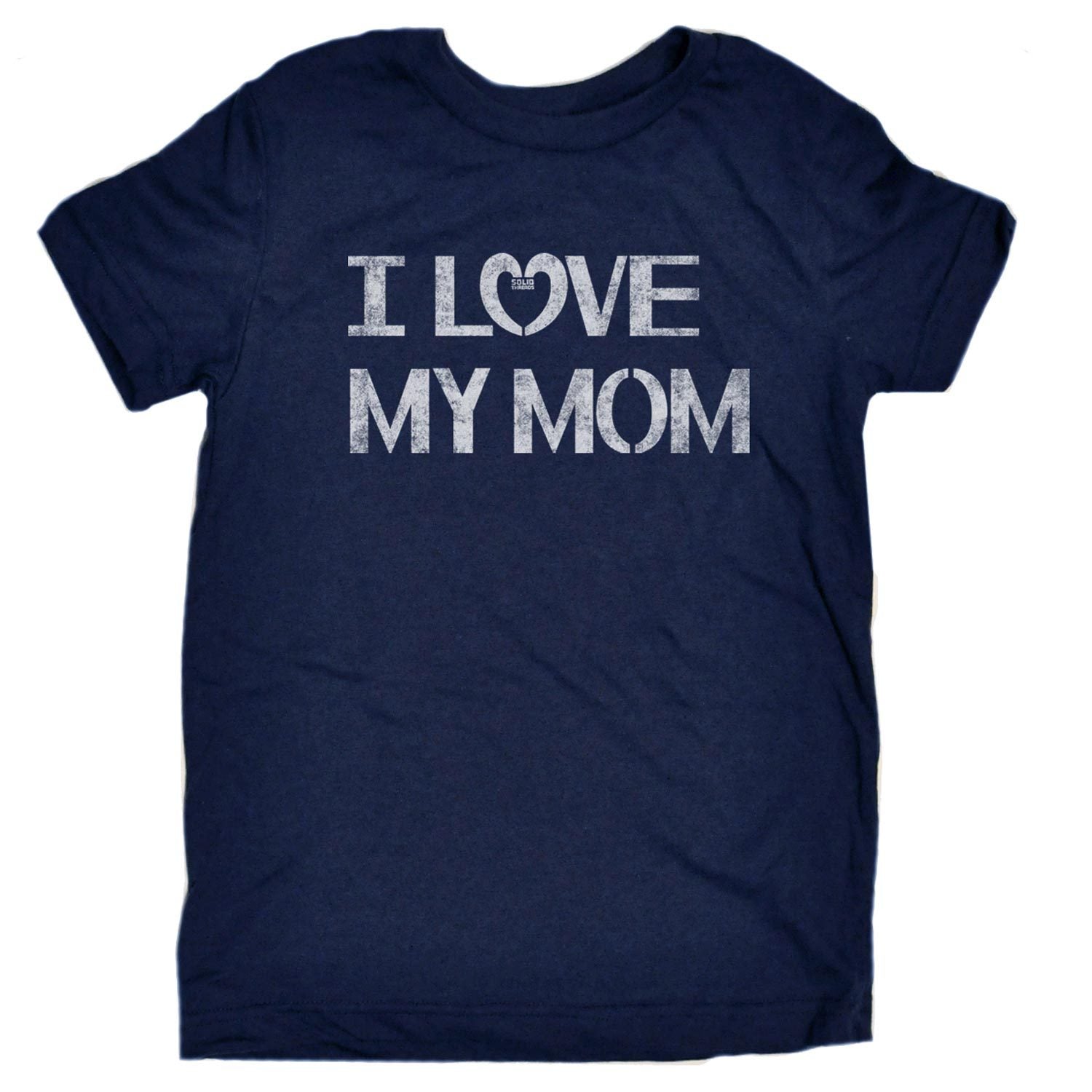 Kid's I Love My Mom Vintage Inspired T-shirt | Retro Loving Family Graphic Tee | Solid Threads