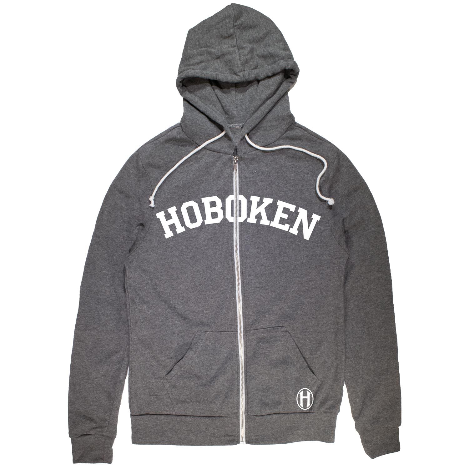 Hoboken Classic Vintage Inspired Zip Up Hoodie with retro Hoboken graphic | Solid Threads