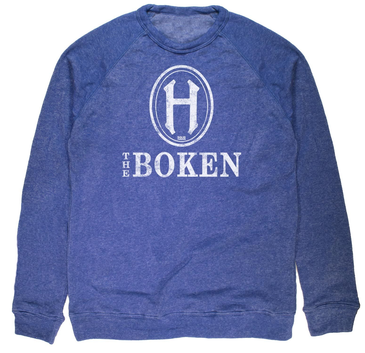 The Boken Vintage Inspired Fleece Crewneck Sweatshirt with retro Hoboken graphic | Solid Threads