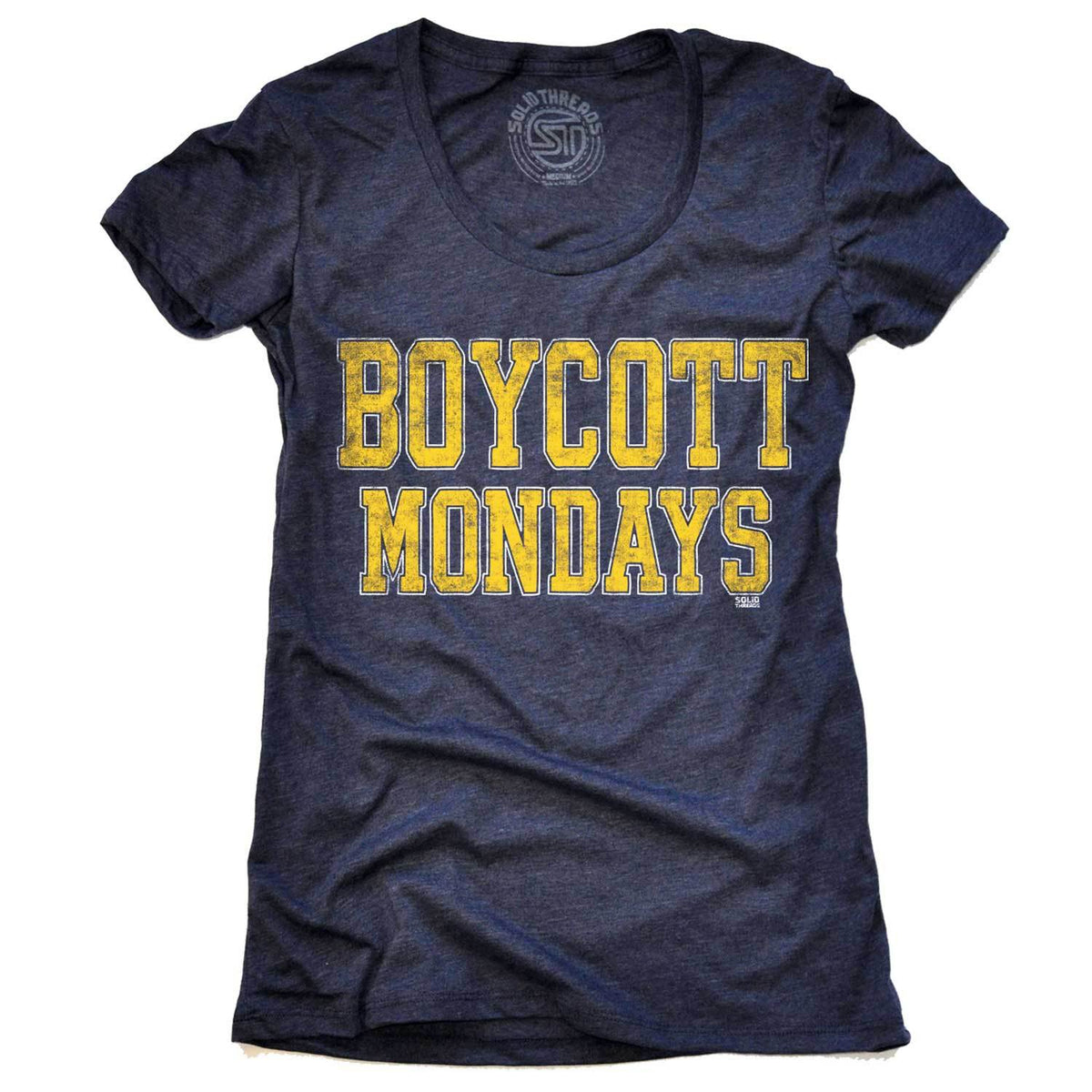 Women&#39;s Boycott Mondays Vintage Party Graphic T-Shirt | Funny Weekend Tee | Solid Threads