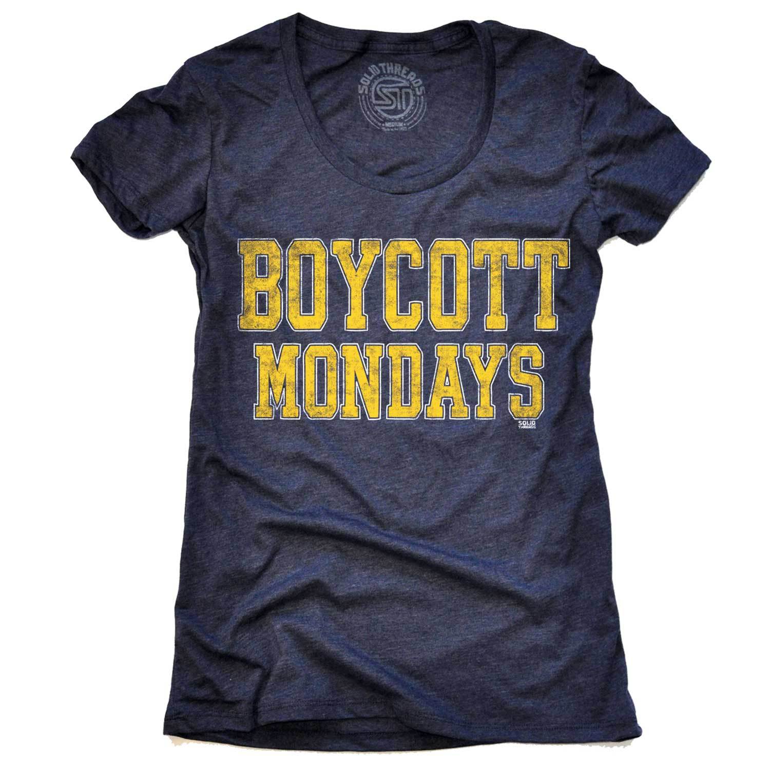 Women's Boycott Mondays Vintage Party Graphic T-Shirt | Funny Weekend Tee | Solid Threads