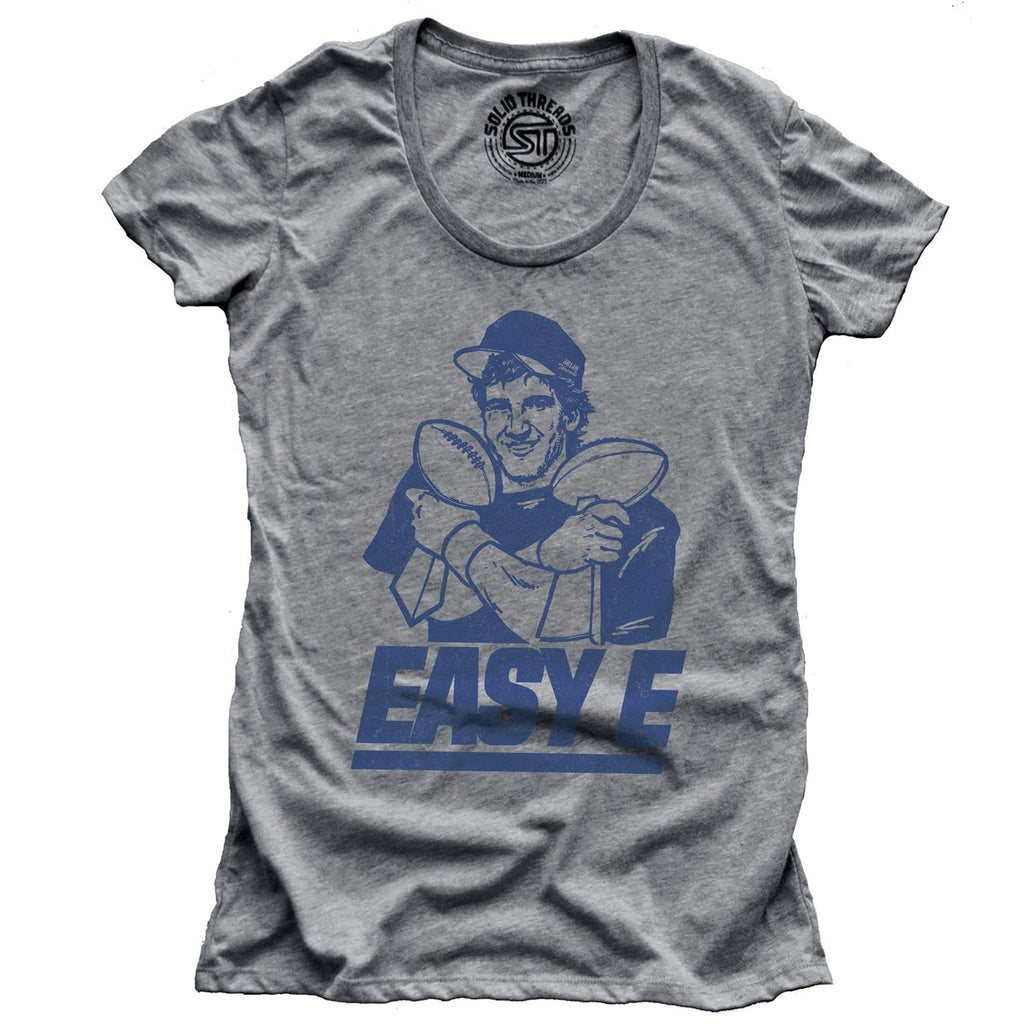 Solid Threads Retro Kid's Easy E Funny NY Giants Eli Manning Youth Graphic T-Shirt Triblend Grey / Age 10