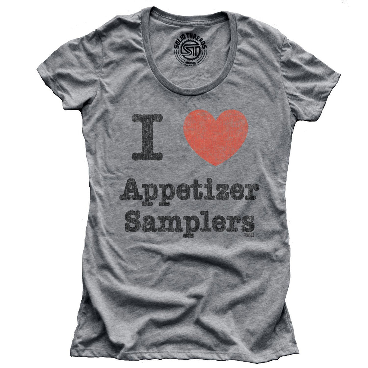 Women&#39;s I Heart Appetizer Samplers Vintage Graphic T-Shirt | Funny Foodie Tee | Solid Threads