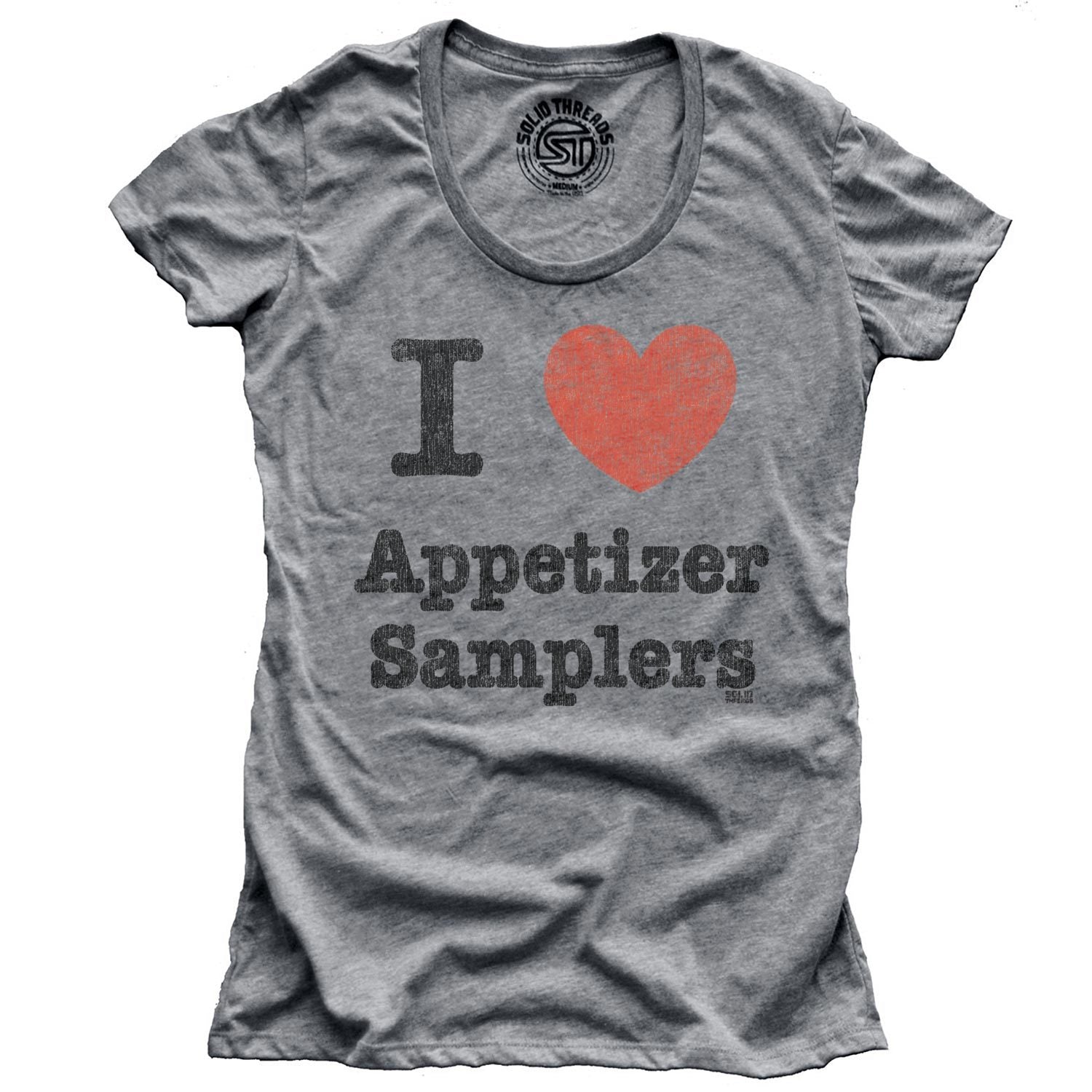 Women's I Heart Appetizer Samplers Vintage Graphic T-Shirt | Funny Foodie Tee | Solid Threads