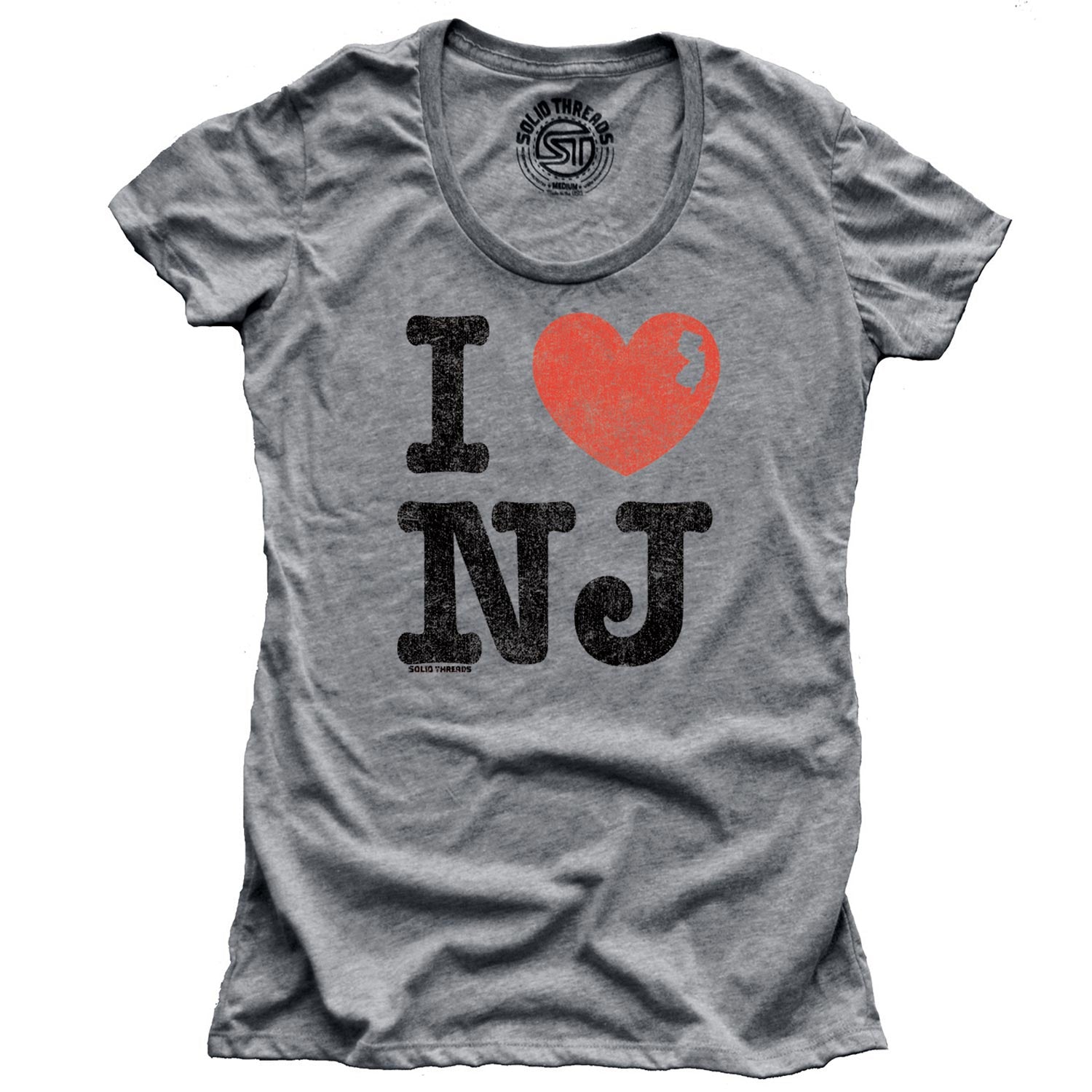 Women's I Heart NJ Vintage Jersey Graphic Tee | Retro Garden State Triblend T-shirt | SOLID THREADS