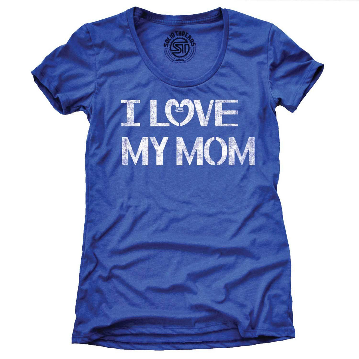 Women&#39;s I Love My Mom Cute Mother&#39;s Day Graphic T-Shirt | Vintage New Parents Tee | Solid Threads