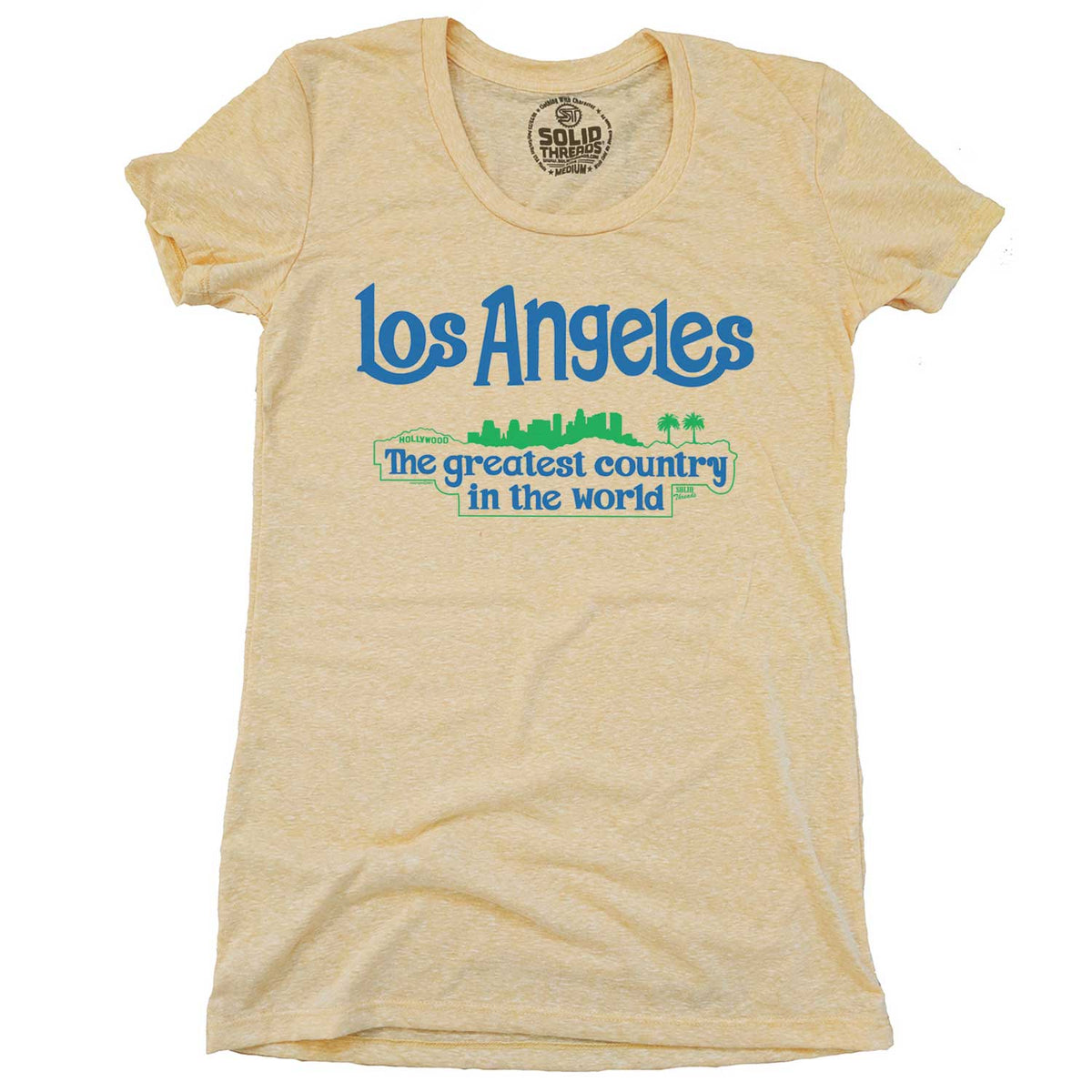 Women&#39;s Los Angeles Greatest Country Vintage T-shirt | Funny California Graphic Tee | Solid Threads