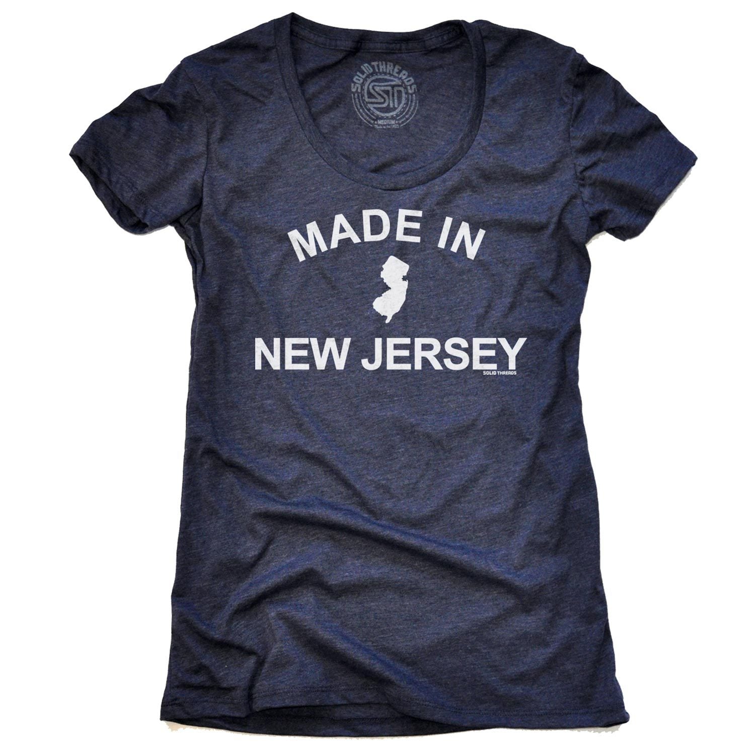 Women's Made In New Jersey Cool Graphic T-Shirt | Vintage Garden State Tee | Solid Threads