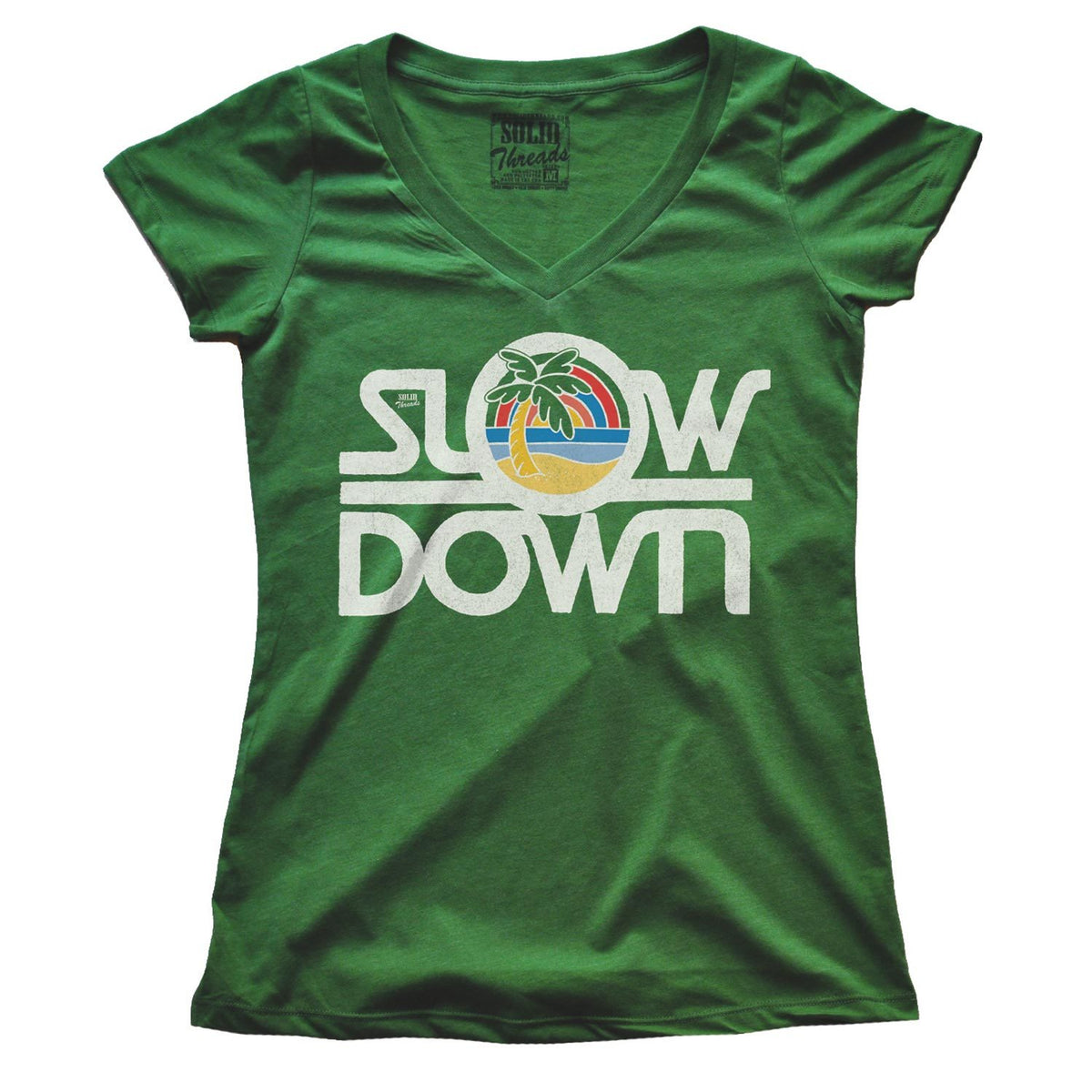 Women&#39;s Slow Down Vintage V-neck T-shirt | SOLID THREADS