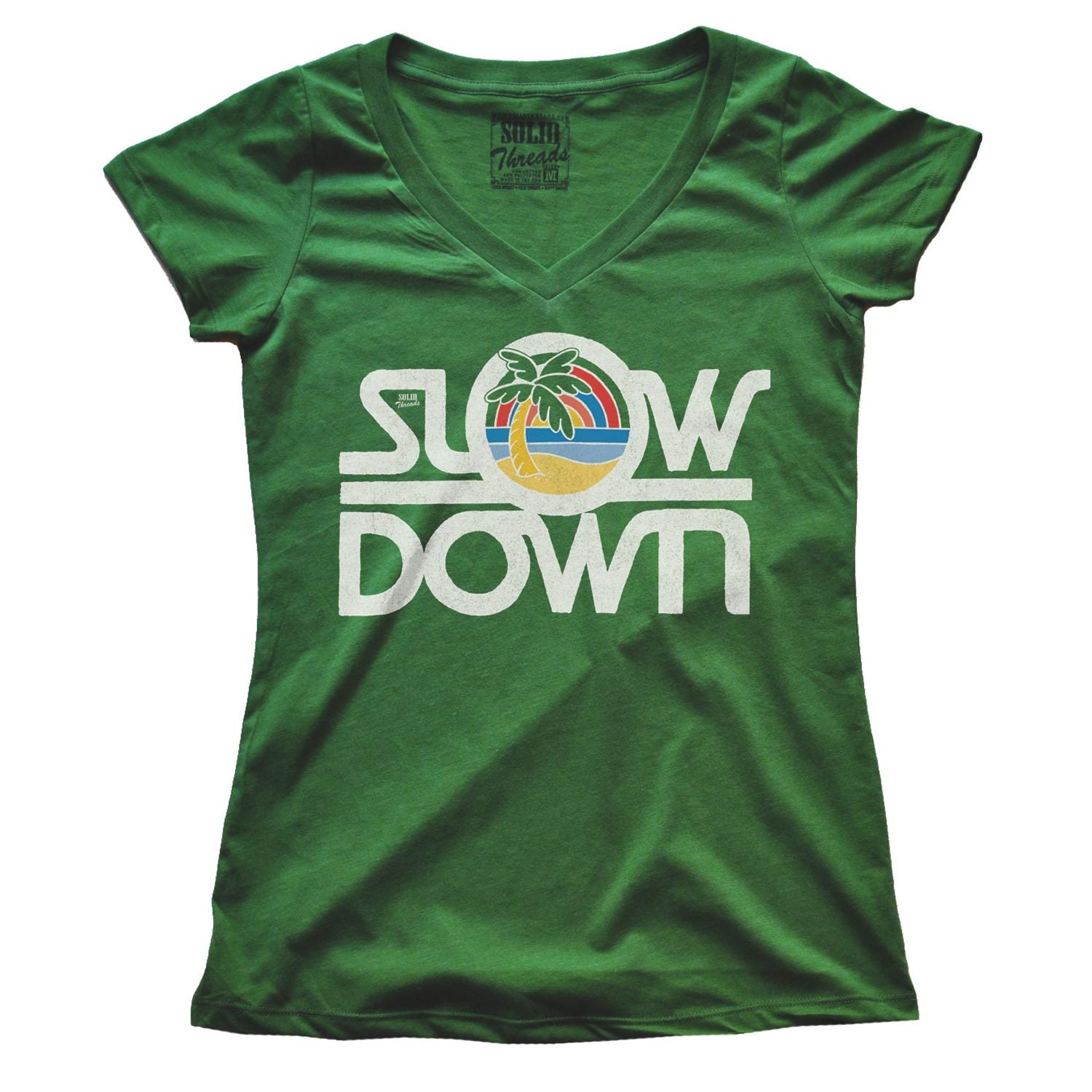 Women's Slow Down Vintage V-neck T-shirt | SOLID THREADS