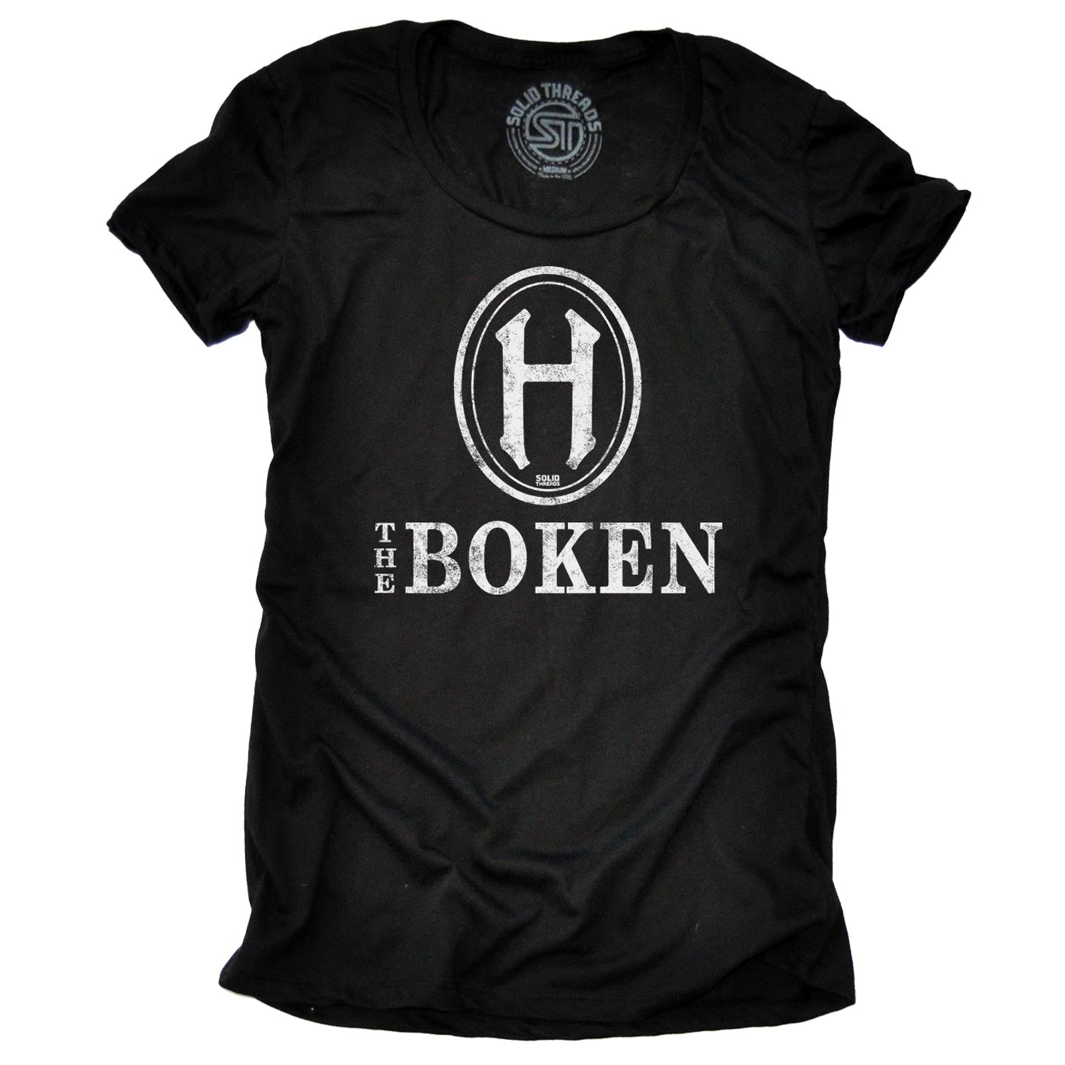 Women's The Boken Cool Square Mile Graphic T-Shirt | Vintage New Jersey Black Tee | Solid Threads