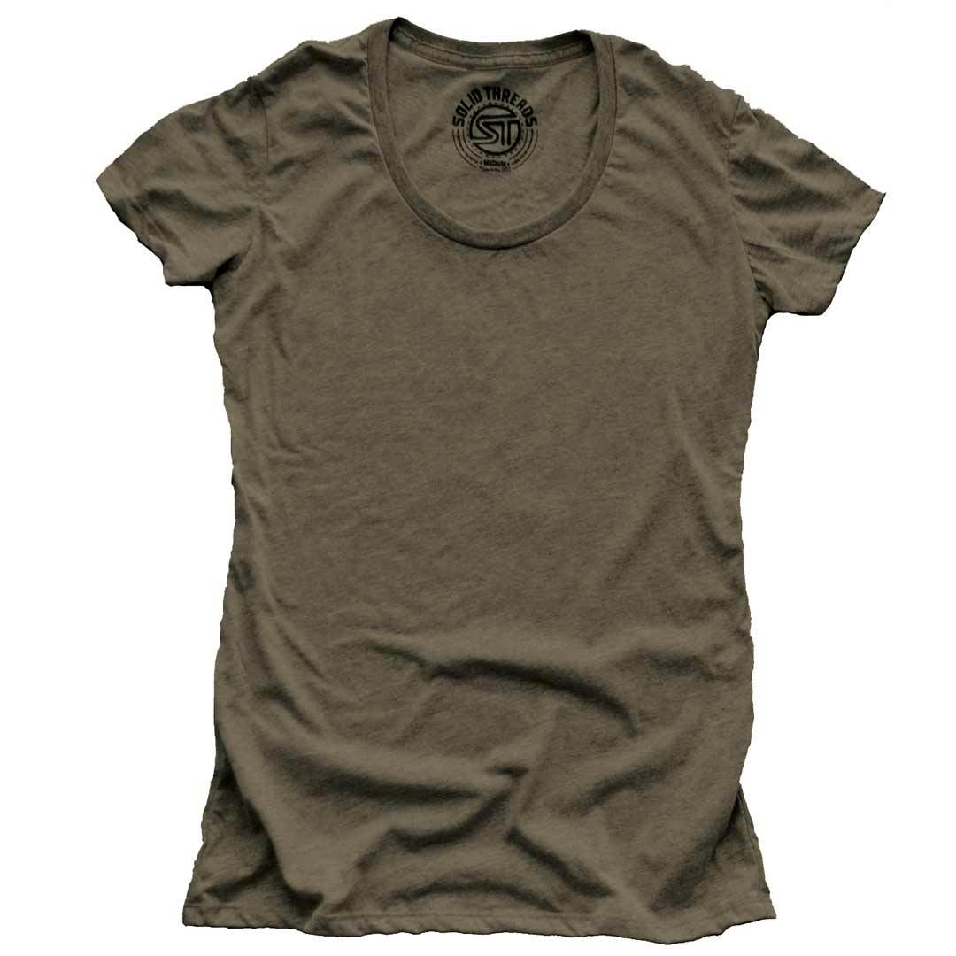 Women's Solid Threads Scoopneck Olive T-shirt